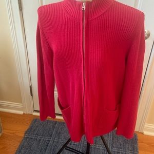 Coldwater Creek cotton red zip up sweater
